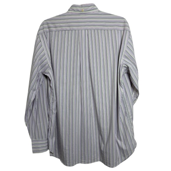 Canali Striped Button Dress Shirt Size Large Made in Italy Long Sleeve Cotton - Picture 5 of 6